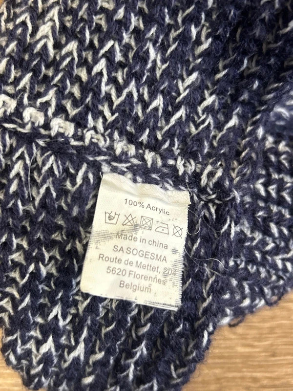 Echarpe Col Snood Maille Tricot Bleu Marine Et Blanc Taille Unique Chaud Hiver 4