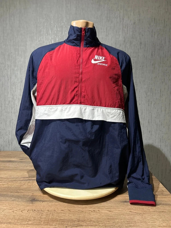 Veste Coupe Vent Nike Sportswear Colorblock Bleu Rouge Blanc Taille M Demi Zip