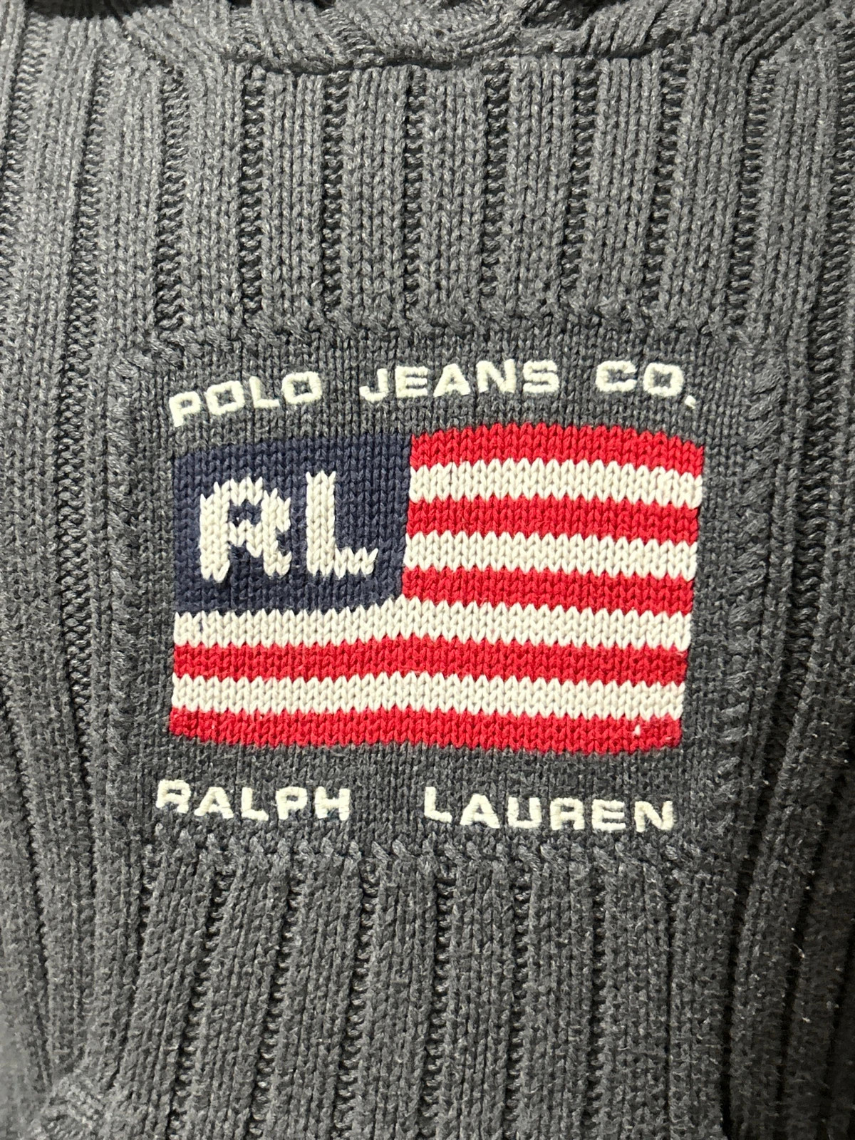 Pull à Capuche Polo Jeans Co Ralph Lauren Gris Anthracite Taille S Flag RL Coton – Ralph Lauren – taille S / 36 / 8 2