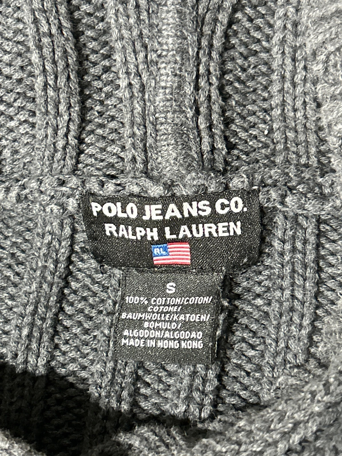 Pull à Capuche Polo Jeans Co Ralph Lauren Gris Anthracite Taille S Flag RL Coton – Ralph Lauren – taille S / 36 / 8 5
