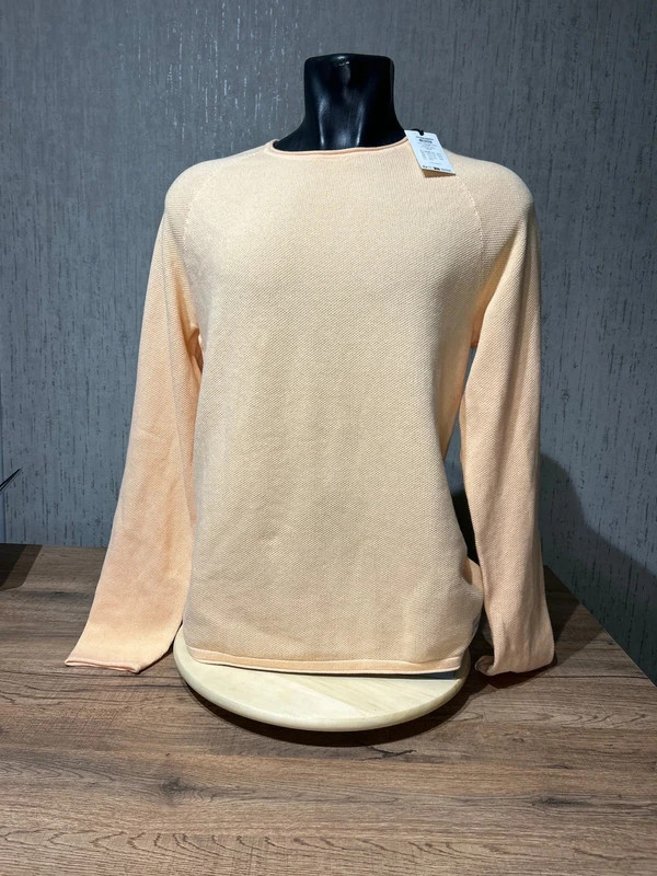 Pull Jack & Jones Neuf Avec Etiquette Jaune Pastel Pêche Taille S Maille Texturée