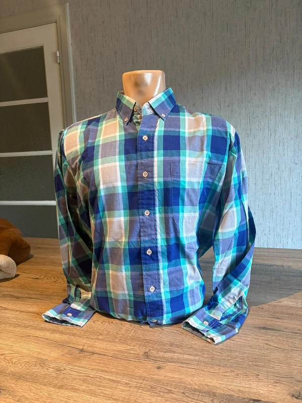 Chemise Levis Homme Carreaux Bleu Vert Taille L Manches Longues Coton Vintage