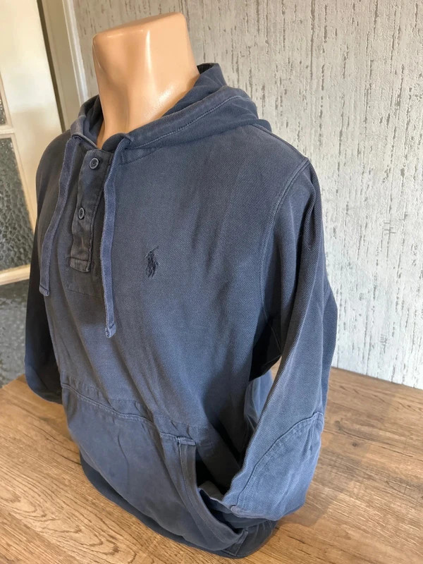 Sweat A Capuche Ralph Lauren Homme Bleu Marine Henley Pique Coton Taille L Logo Brode – Polo Ralph Lauren – taille L 4