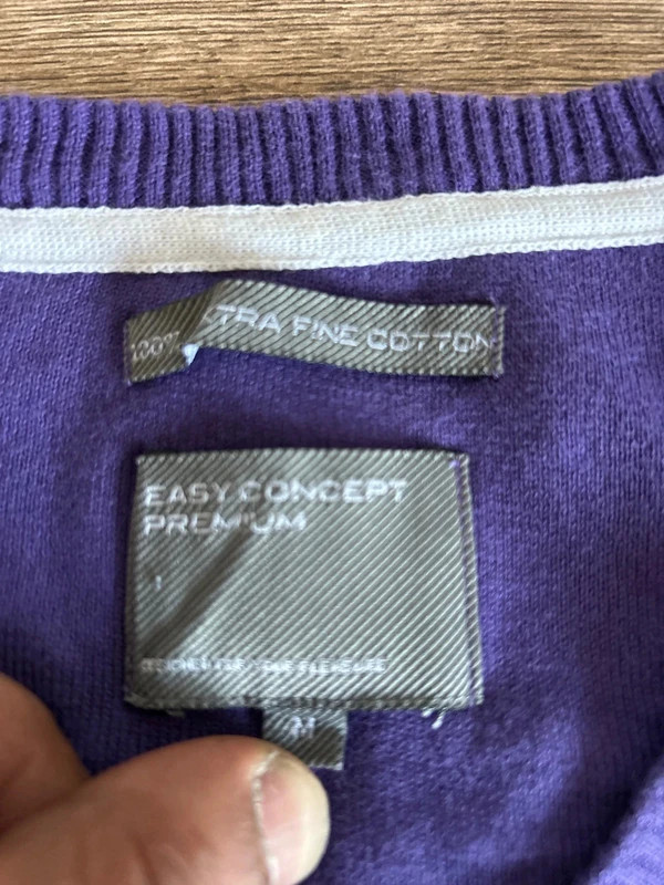 Pull Col V Easy Concept Homme Violet Raye Coton Extra Fine Cotton Taille M – JBC – taille M 2