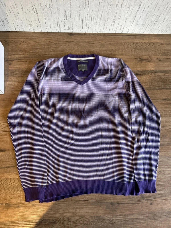 Pull Col V Easy Concept Homme Violet Raye Coton Extra Fine Cotton Taille M – JBC – taille M 4