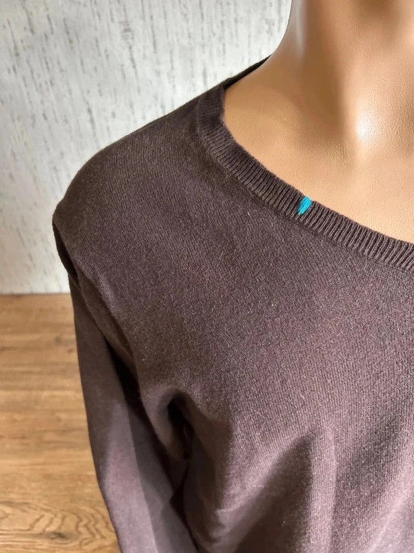 Pull Col V Sun68 Homme Marron Cachemire Laine Melange Taille L Logo Brode – Sun68 – taille L 4