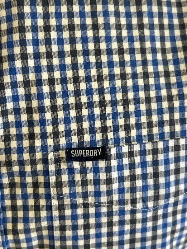 Chemise Oxford Superdry Carreaux Bleu Marine Homme Taille M Regular Fit Coton Logo – Superdry – taille M 3