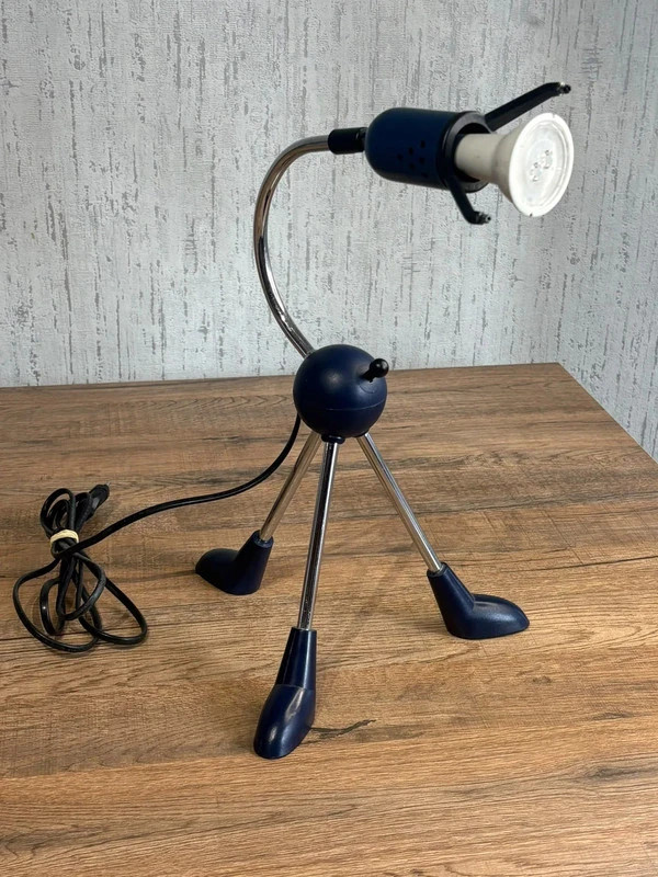 Lampe De Bureau Vintage Design Memphis Antropomorphe Trepied Flexible Space Age 90s
