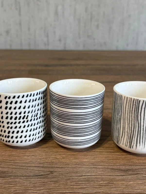 Lot 6 Tasses Espresso Cafe Maisons du Monde Porcelaine Noir Et Blanc Graphique – Maisons du Monde 4