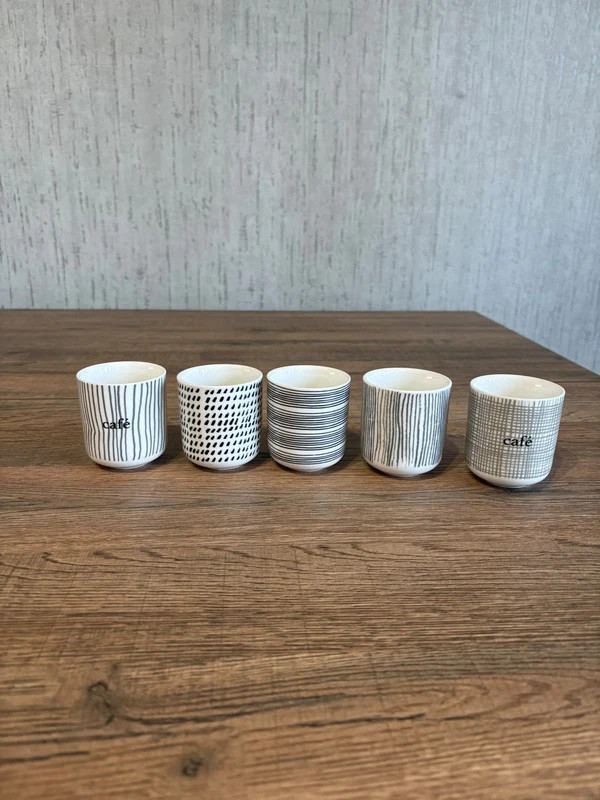 Lot 6 Tasses Espresso Cafe Maisons du Monde Porcelaine Noir Et Blanc Graphique