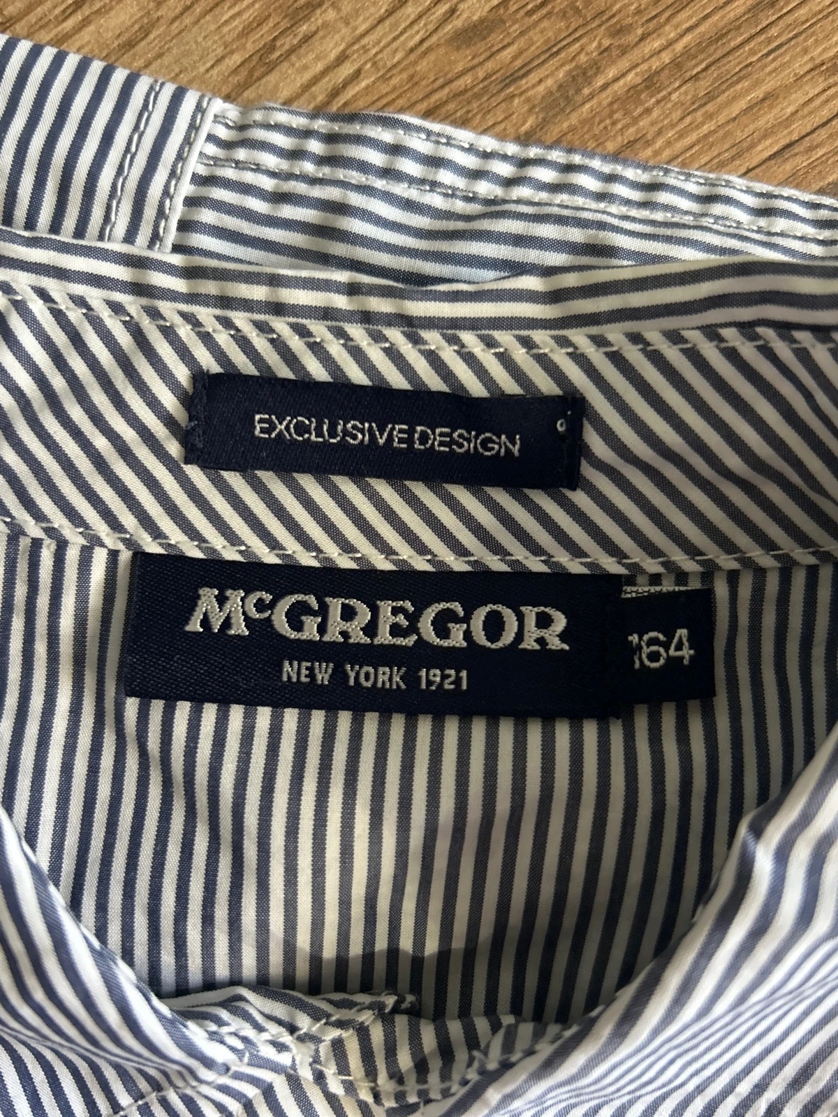 Chemise McGregor Rayee Bleu Gris Homme Taille 164 / XS-S Coton Logo Brode – McGregor – taille 14 ans / 164 cm 5