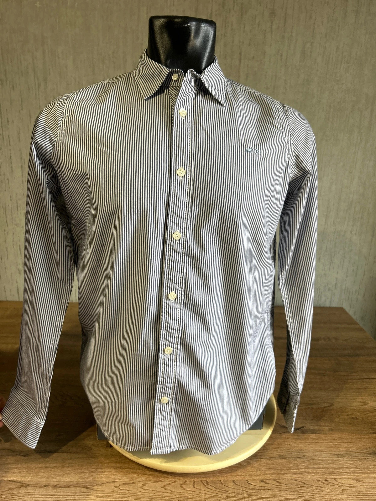 Chemise McGregor Rayee Bleu Gris Homme Taille 164 / XS-S Coton Logo Brode