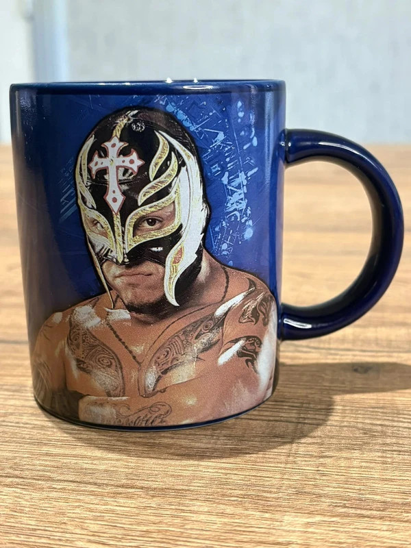 Mug Tasse Rey Mysterio WWE Catch Bleue Ceramique Vintage Lucha Libre