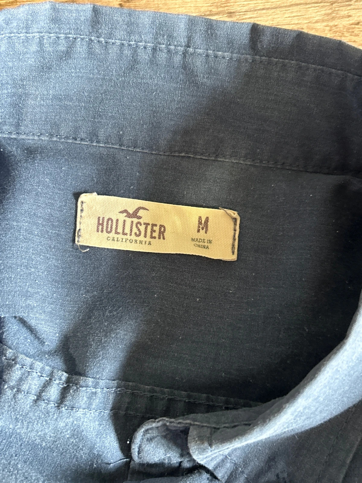 Chemise Flanelle Hollister Bleu Gris Homme Taille M Logo Mouette Brode Coton – Hollister – taille M 4