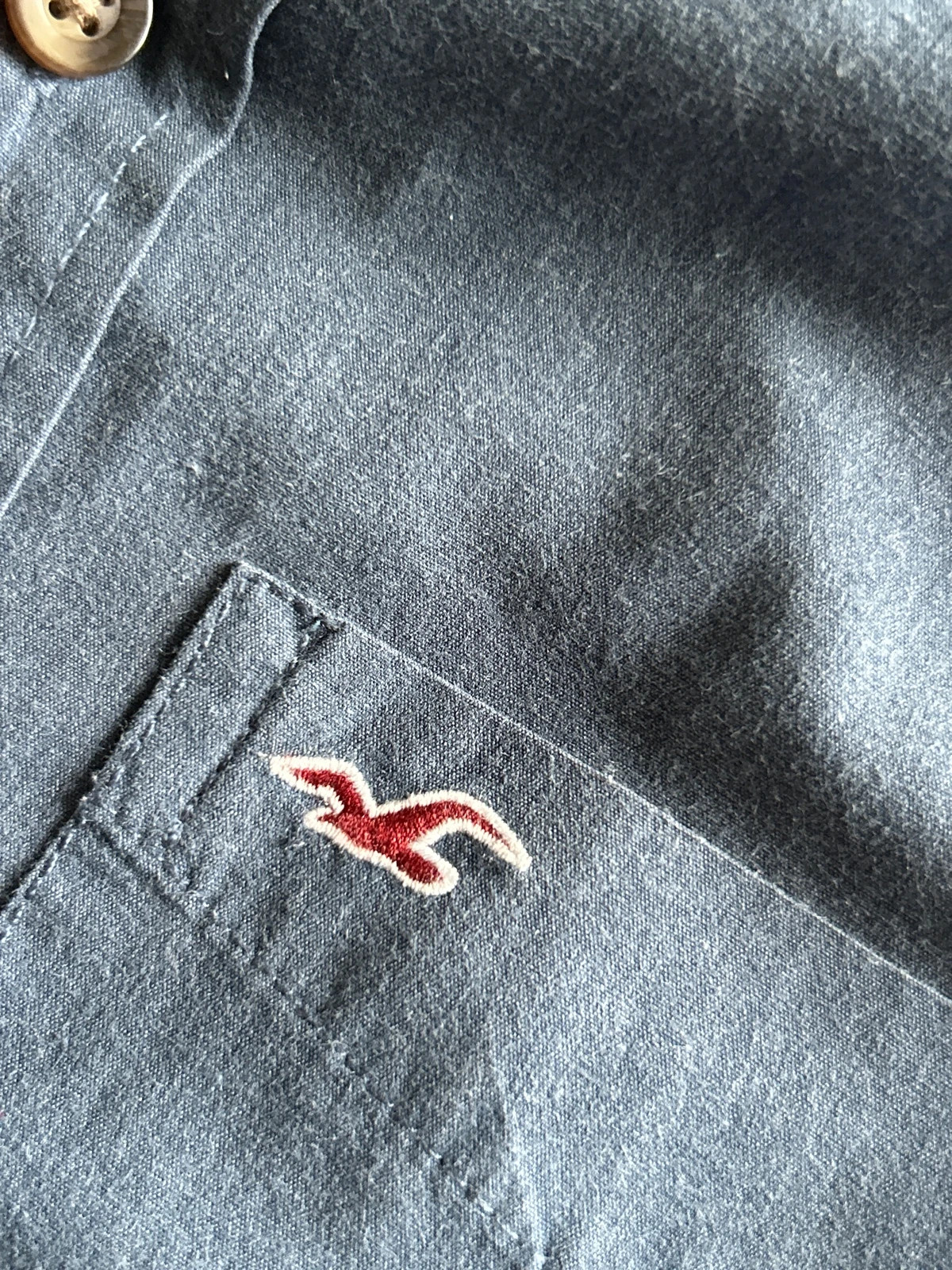 Chemise Flanelle Hollister Bleu Gris Homme Taille M Logo Mouette Brode Coton – Hollister – taille M 5