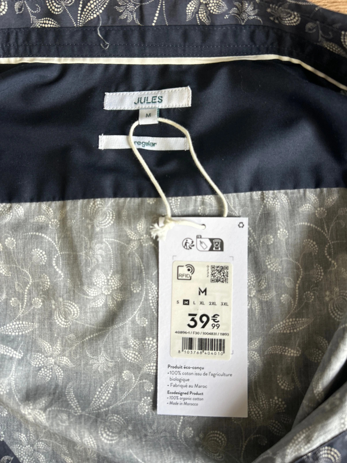 Chemise Jules Motif Floral Blue Marine Homme Taille M Regular Neuf Avec Etiquette – Jules – taille M 5