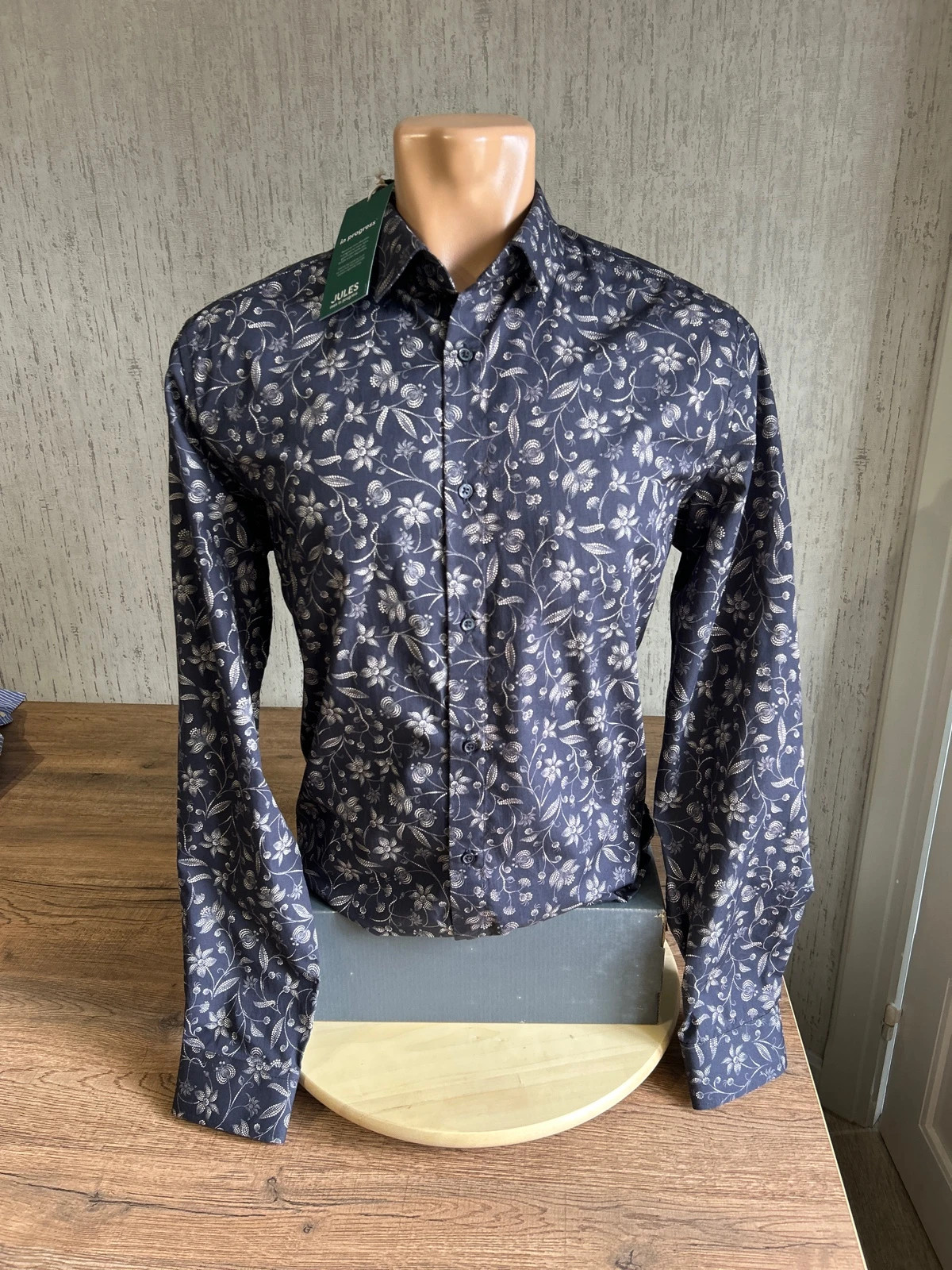 Chemise Jules Motif Floral Blue Marine Homme Taille M Regular Neuf Avec Etiquette