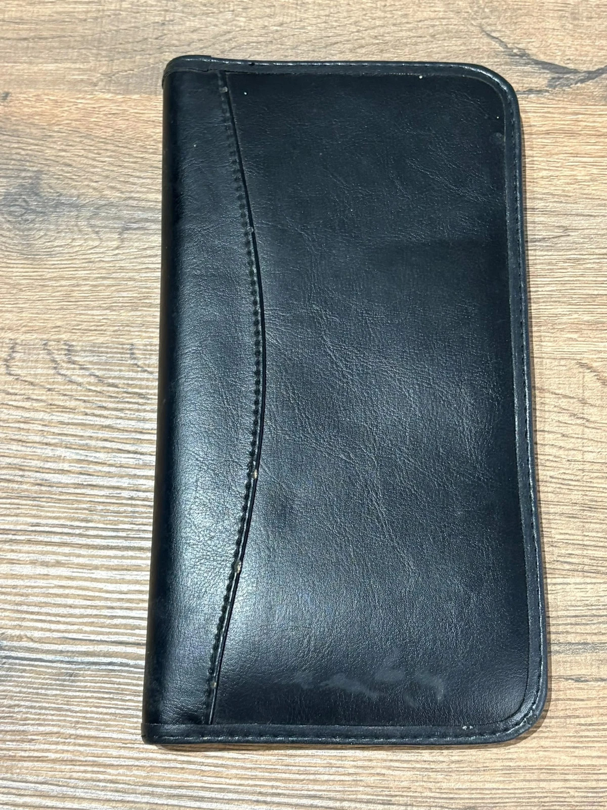 Porte Cartes De Visite Classeur Noir Cuir Synthetique Poches Plastiques 6 Anneaux