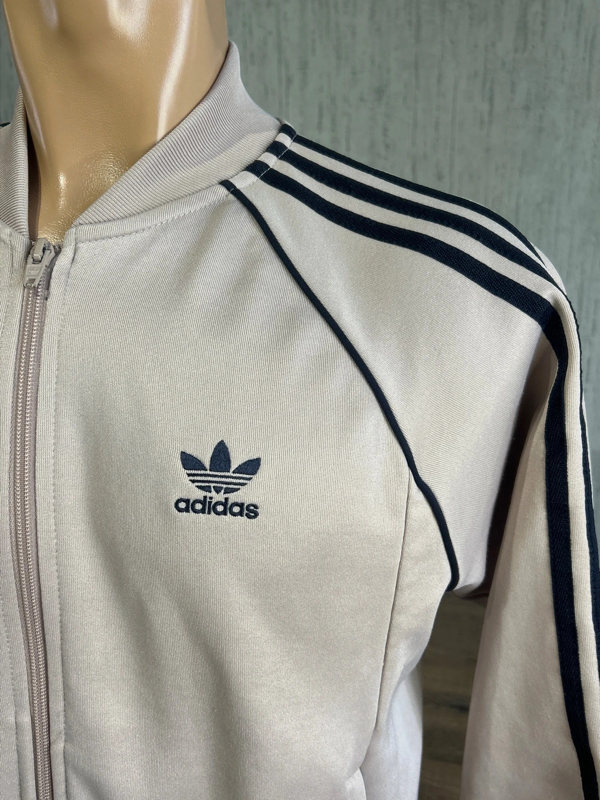 Veste Survetement Adidas Originals Vintage Beige Creme 3 Bandes Bleue Homme Size S – adidas – taille S 2