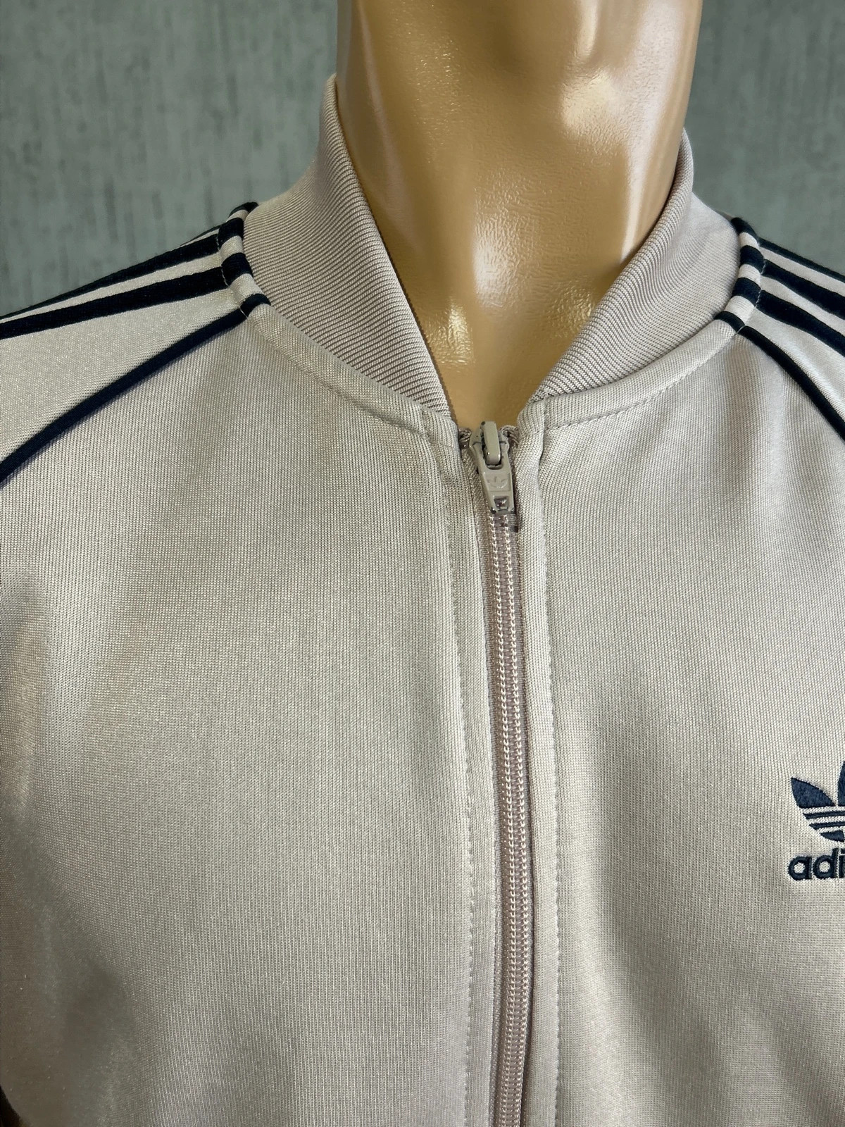 Veste Survetement Adidas Originals Vintage Beige Creme 3 Bandes Bleue Homme Size S – adidas – taille S 3