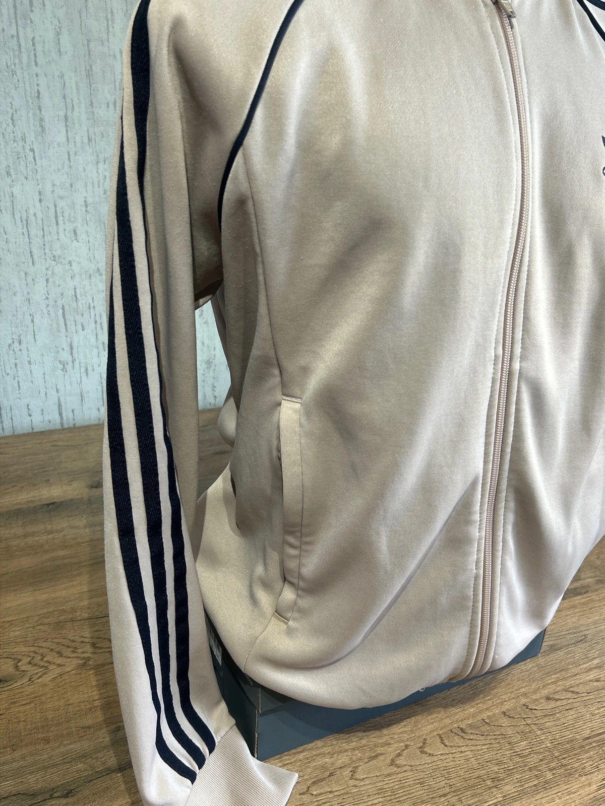 Veste Survetement Adidas Originals Vintage Beige Creme 3 Bandes Bleue Homme Size S – adidas – taille S 5
