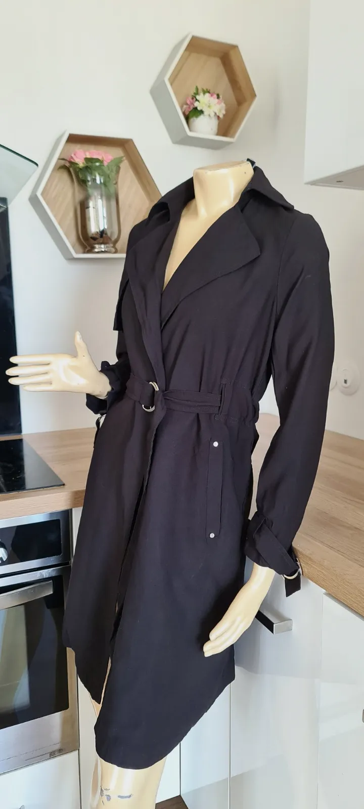 superbe manteau trench noir foncer neuf taille 36 new loog avec ceinture – NEW LOOK – taille S 4