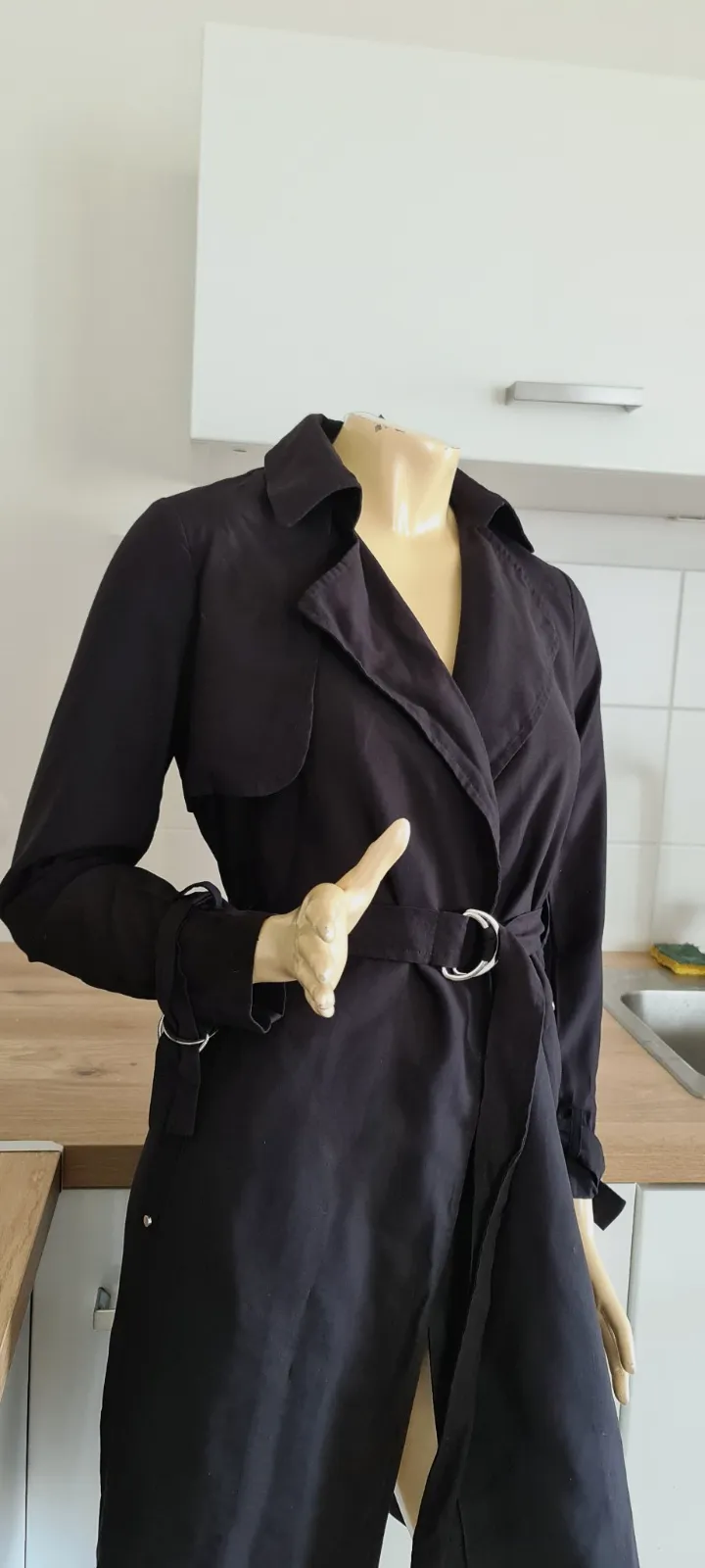 superbe manteau trench noir foncer neuf taille 36 new loog avec ceinture – NEW LOOK – taille S 3