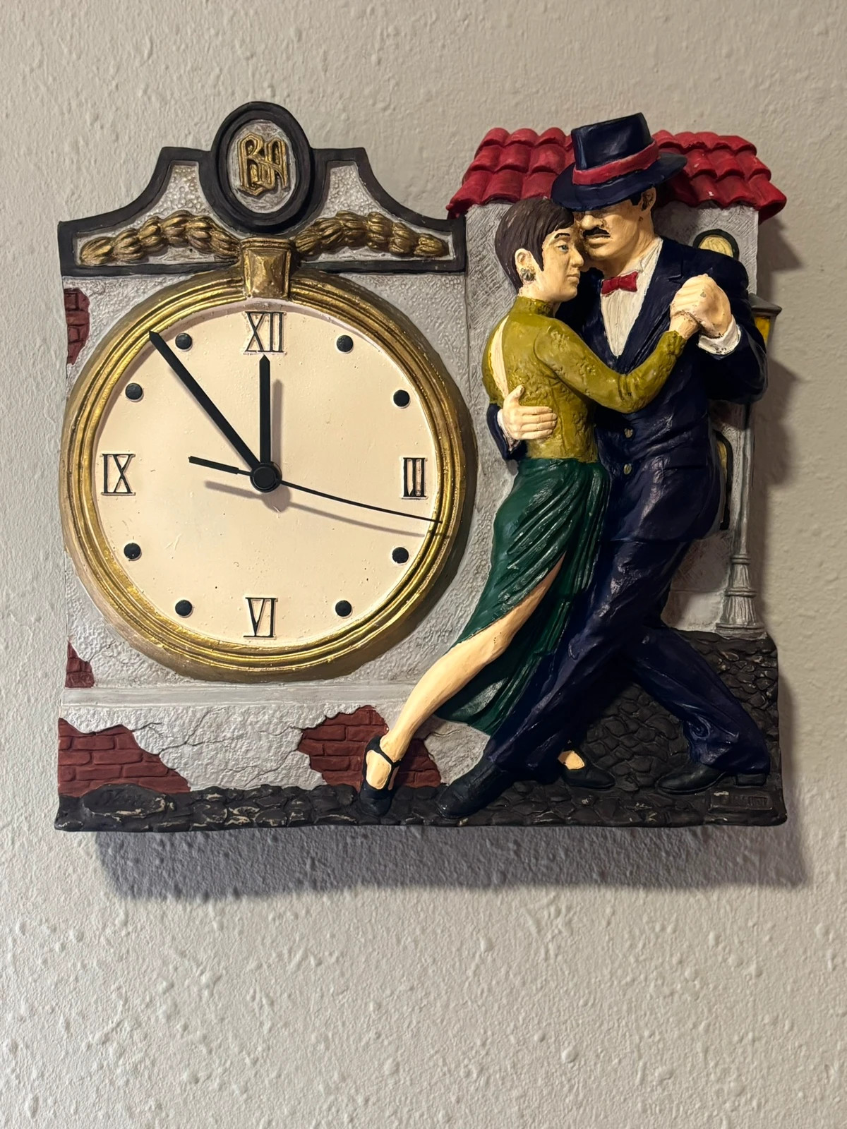 Reloj de pared | Pintado a mano | Yedra | Antiguo – yedra