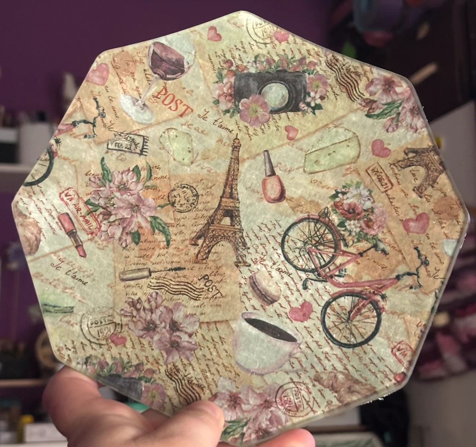 Plato decorativo octogonal de cristal - Estilo Vintage