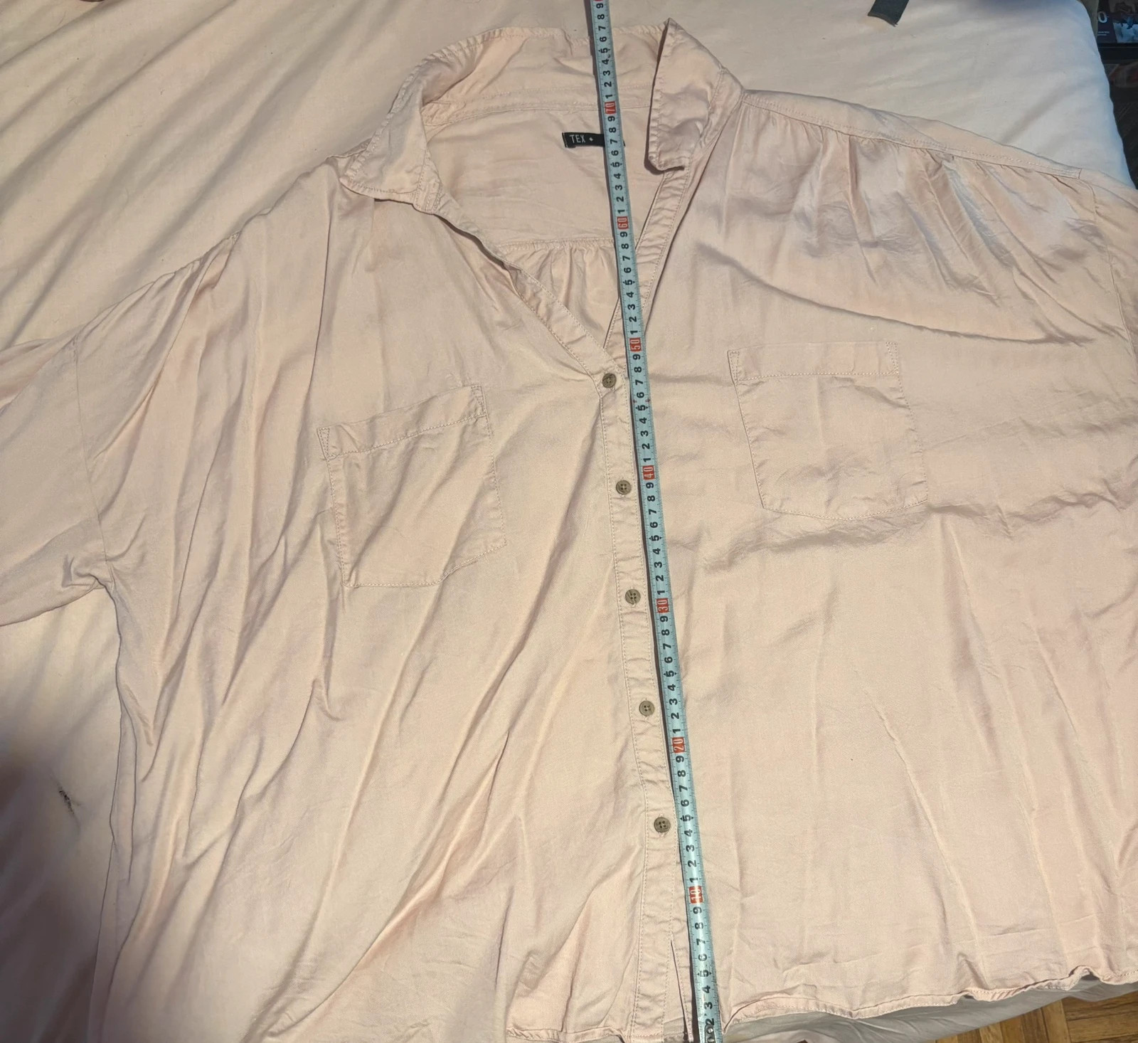 Camisa fluida rosa palo oversize - Talla 5XL (TEX) – TEX – taille 5XL / 50 / 22 4