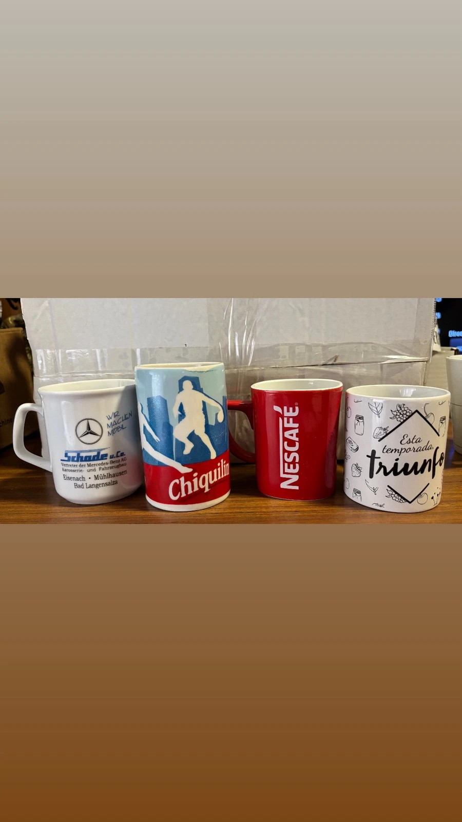 Lote 4 tazas publicitarias vintage de cerámica