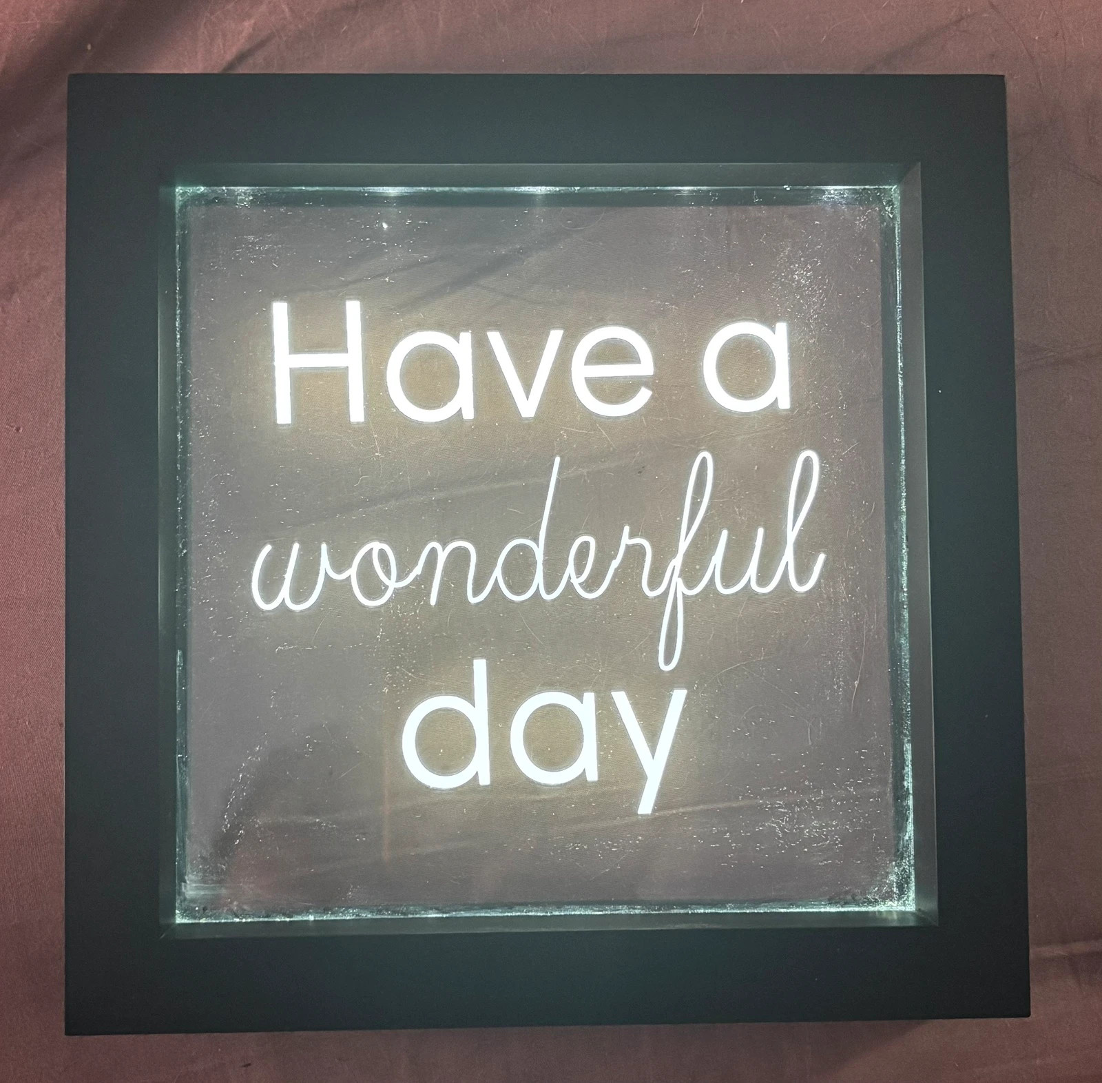 Cuadro LED luminoso decorativo “Have a Wonderful Day” 22x22