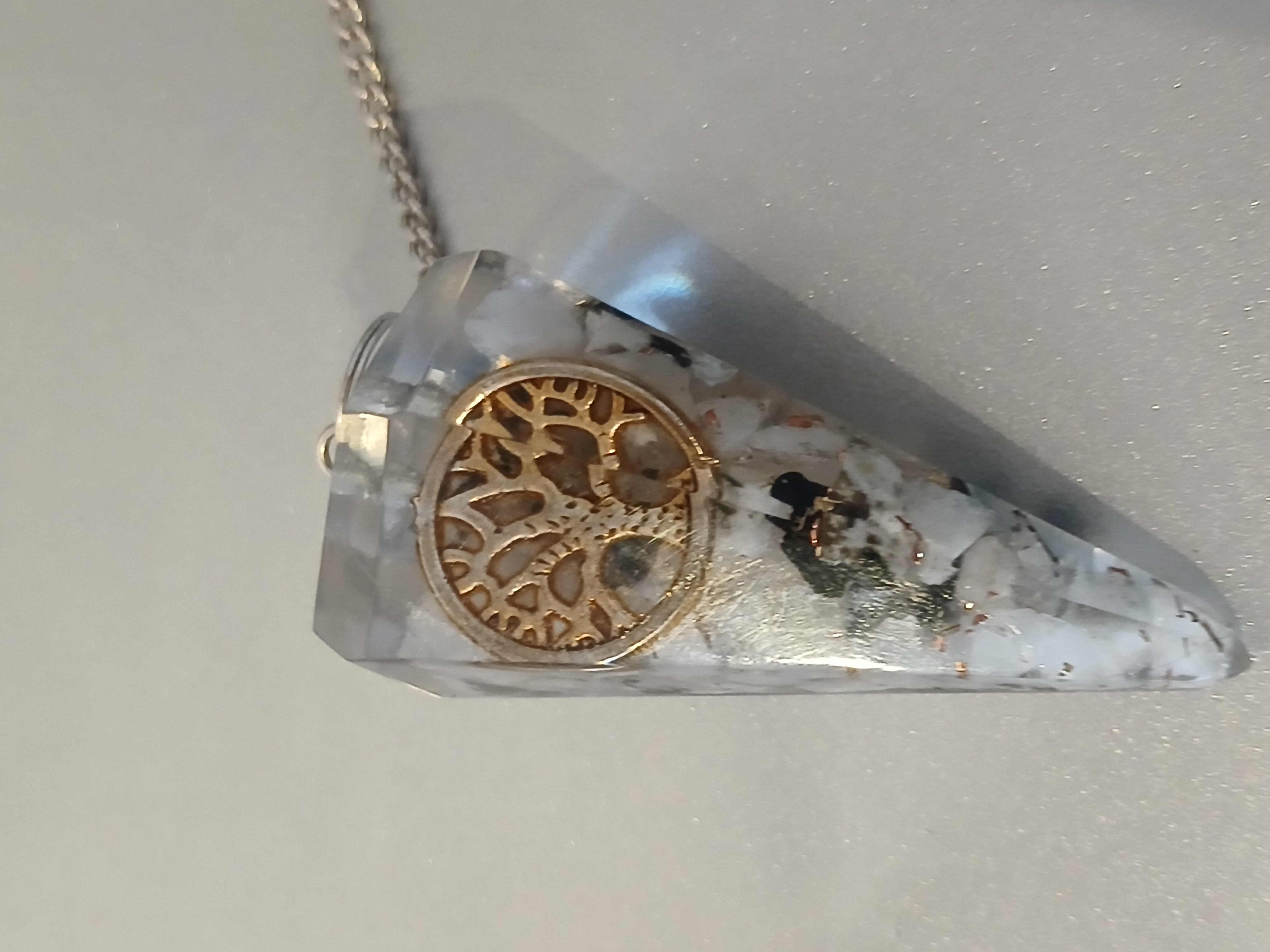 Pendule Conique Arbre de Vie en Résine & Éclats de Pierres Naturelles – sans marque 2