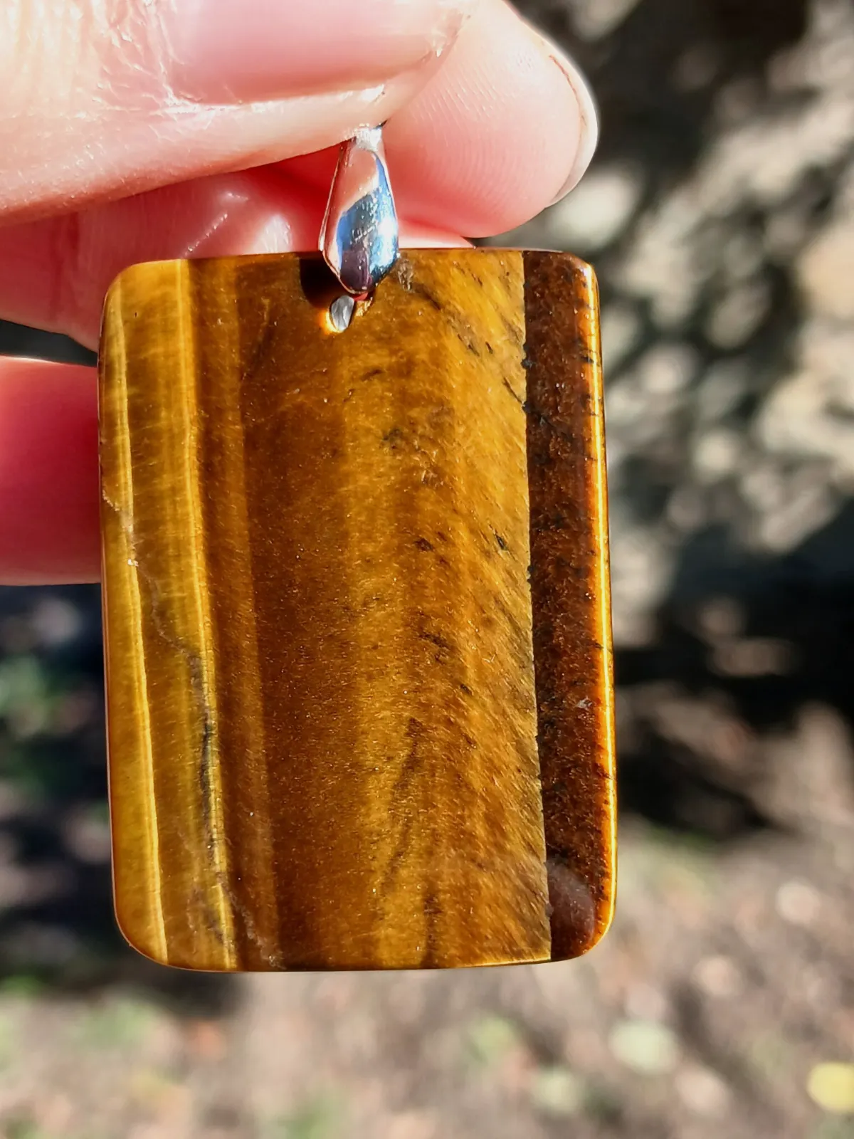Pendentif oeil de tigre sculpté – Sans marque – taille Taille unique 3