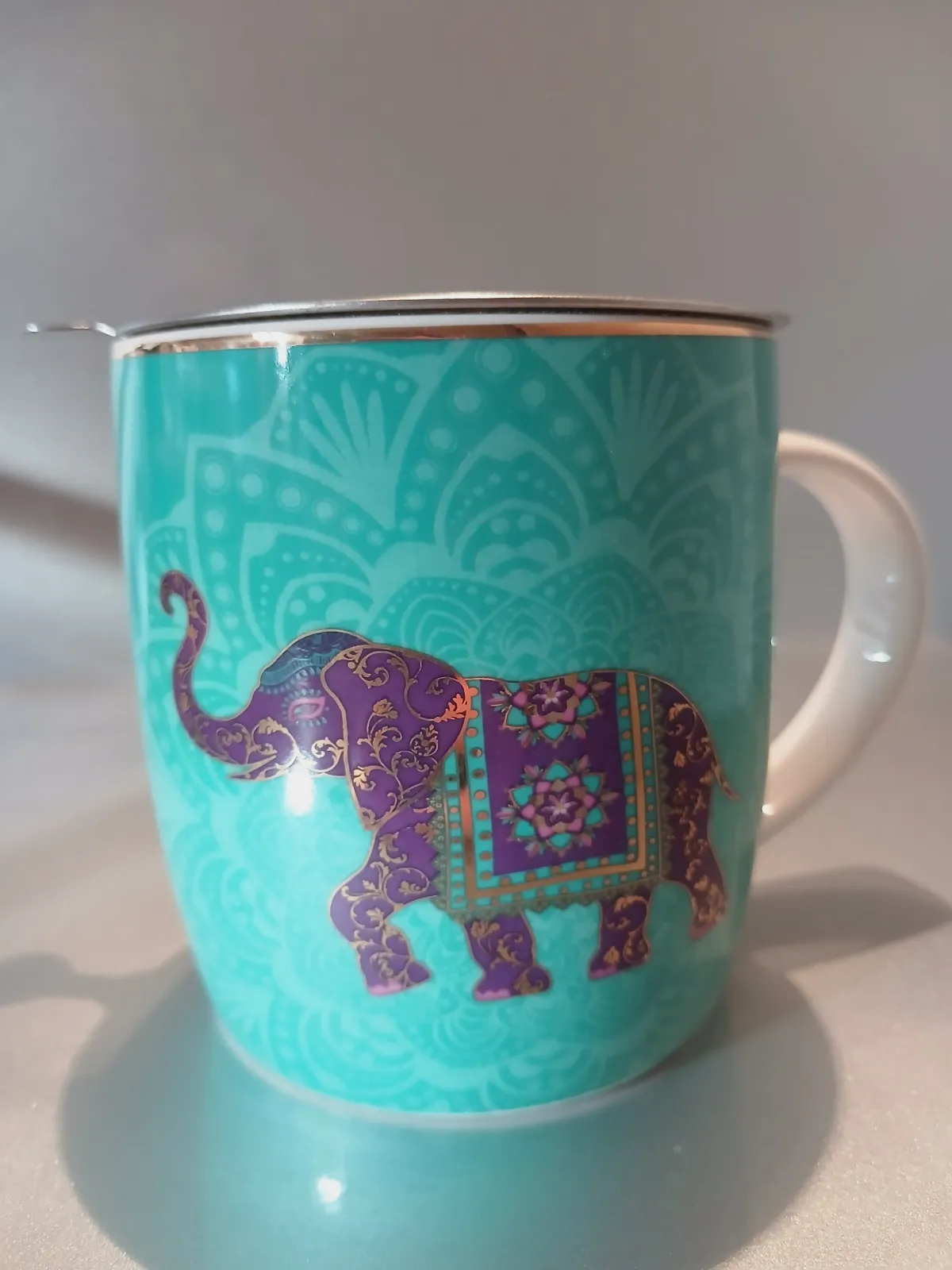 Tisanière Éléphant Sacré Porcelain Fine Bone China + Infuseur Inox