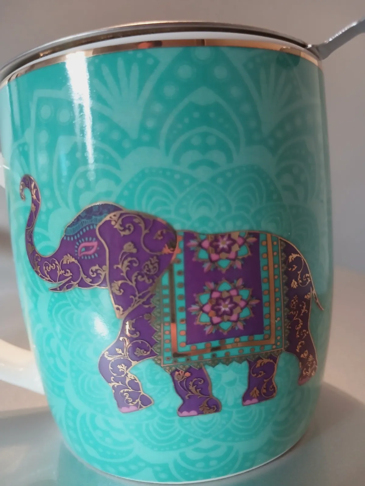 Tisanière Éléphant Sacré Porcelain Fine Bone China + Infuseur Inox – Sans marque 4