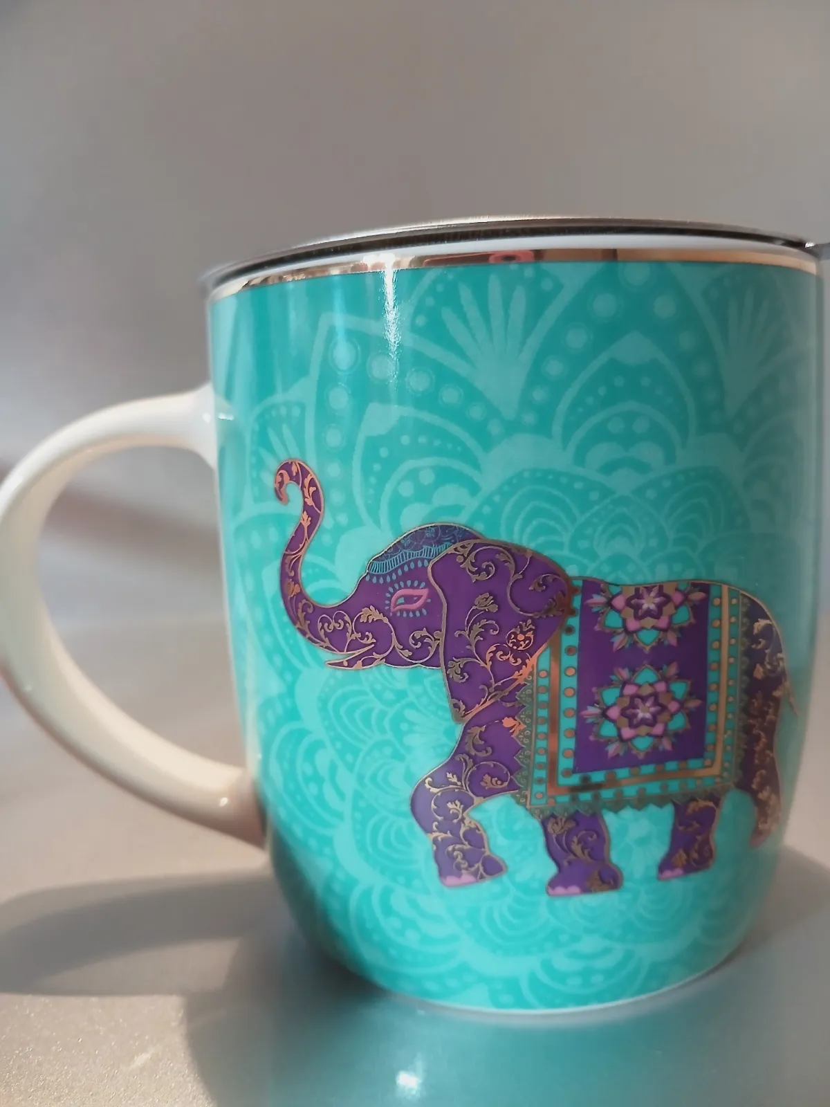 Tisanière Éléphant Sacré Porcelain Fine Bone China + Infuseur Inox – Sans marque 3