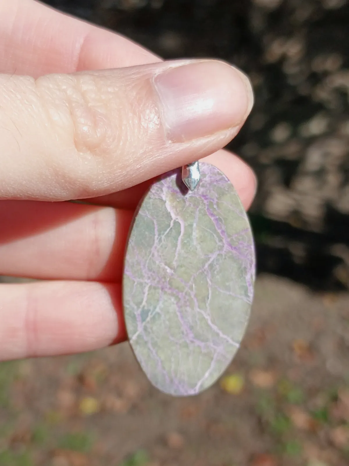 Pendentif Pierre Naturelle : Stichtite sur Serpentine – sans marque – taille Taille unique 3