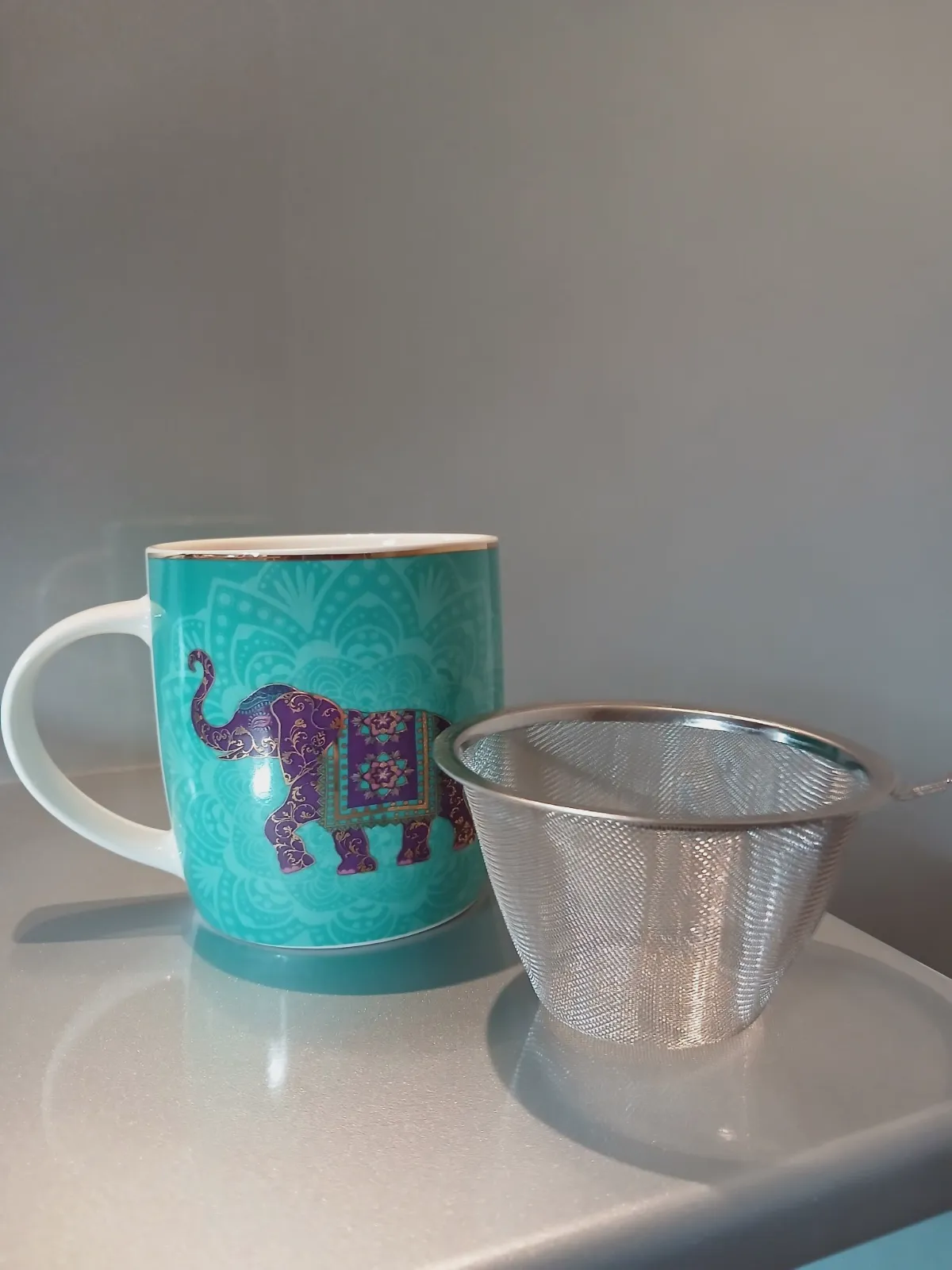 Tisanière Éléphant Sacré Porcelain Fine Bone China + Infuseur Inox – Sans marque 7