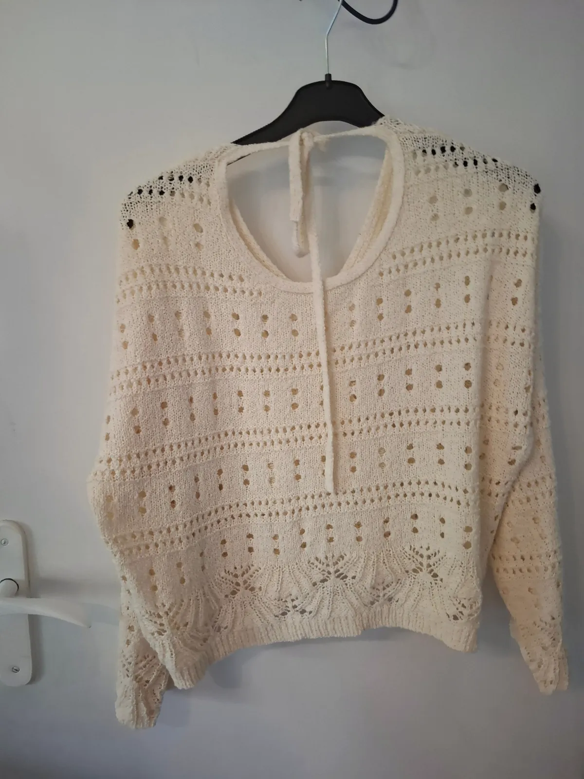 Pull crochet boho crème écru taille M(40/42) ajouré dos noué maille ajouree over – Primark – taille L 6