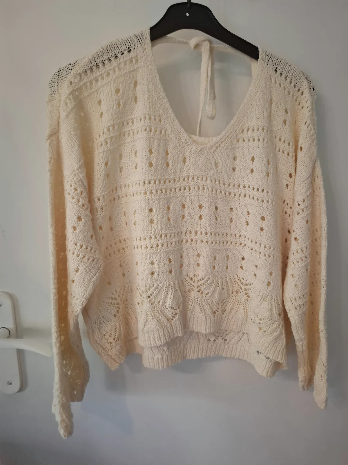 Pull crochet boho crème écru taille M(40/42) ajouré dos noué maille ajouree over – Primark – taille L 2