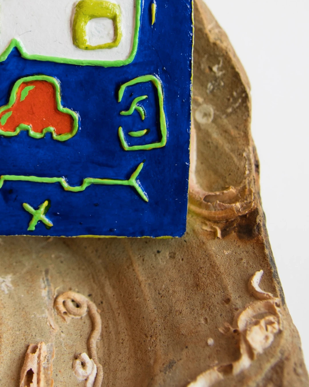 Escultura Cerámica Abstracta Cara y Gafas - Decoración Azul y Verde Pop Art / Eccléctica – Art 3