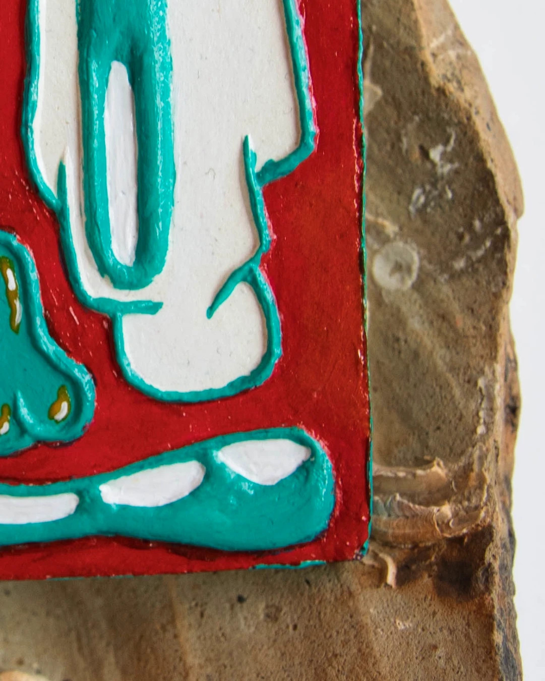 Escultura Cerámica Abstracta Ojos Grandes - Decoración Roja y Turquesa Pop Art / Ecléctica – Art 3