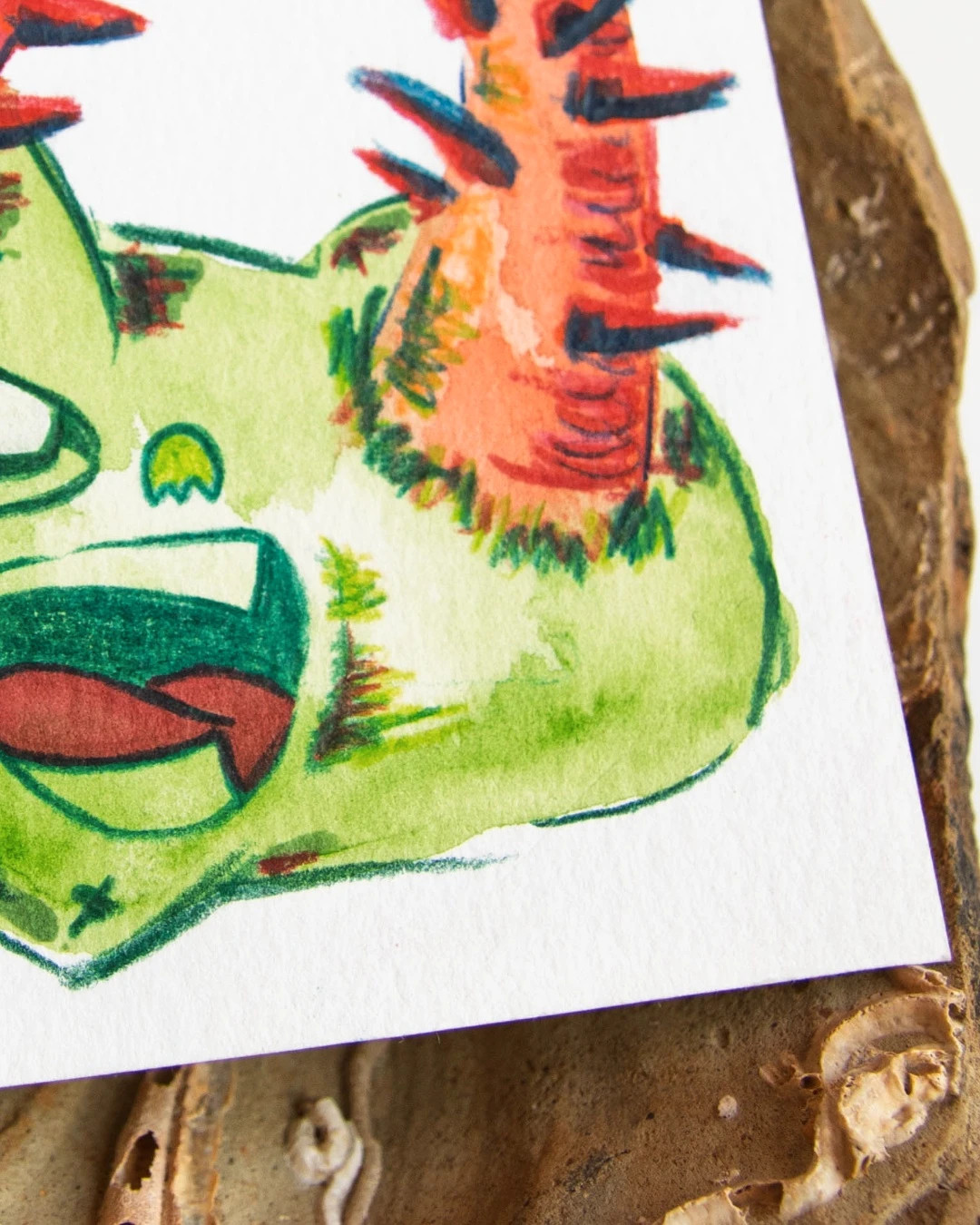 Mini Acuarela Original Arte Abstracto Verde 9x9 – Art 4