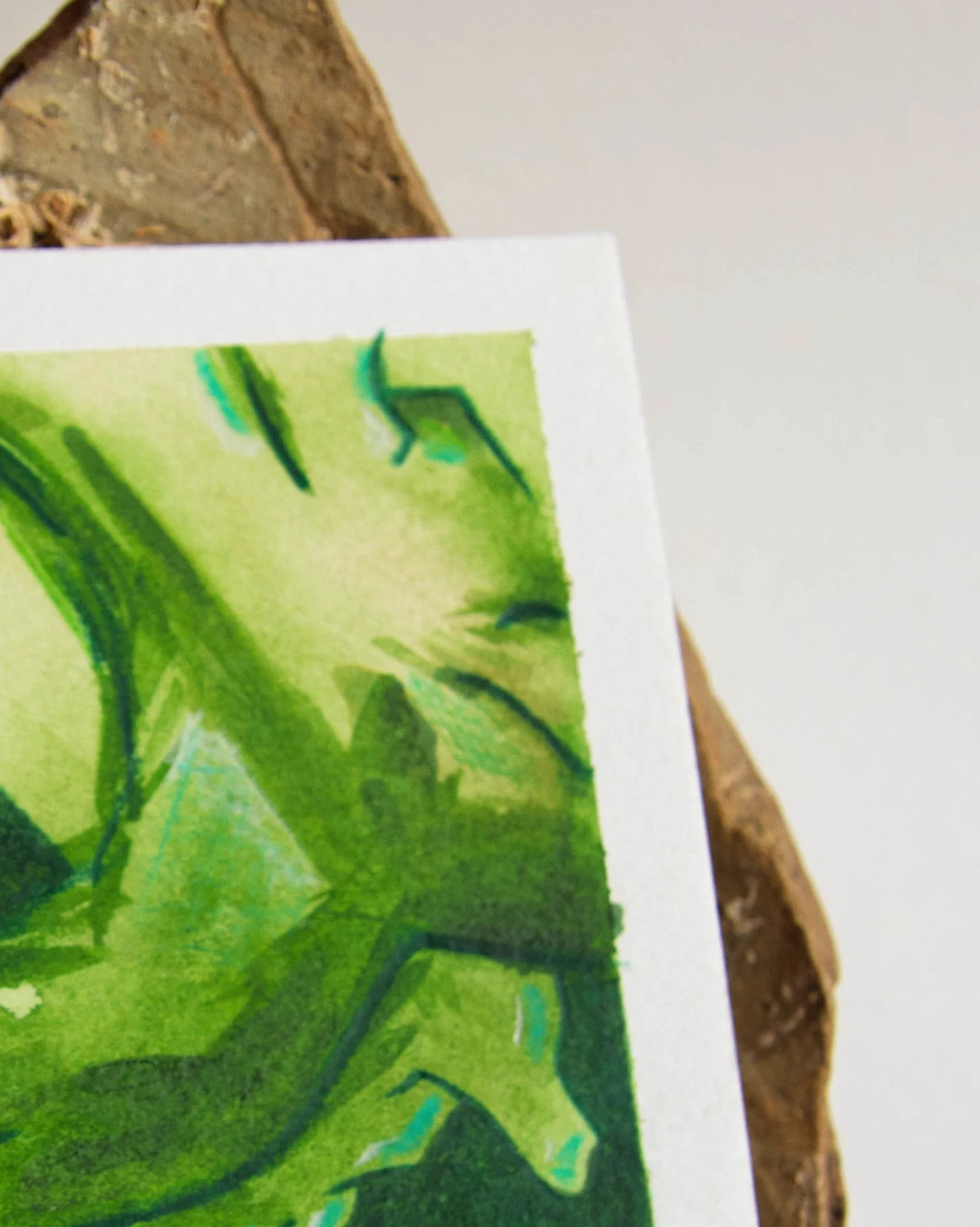 Mini Acuarela Original Arte Abstracto Verde 9x9 – Art 5