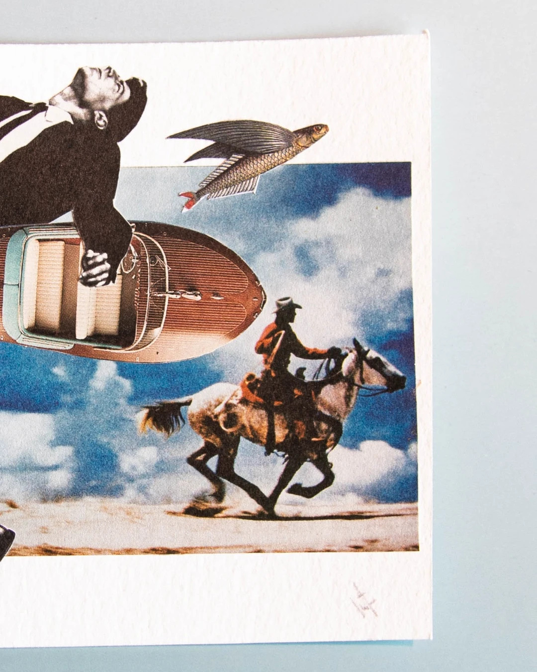 Collage original firmado con figura y paisaje – pieza única – Art 3