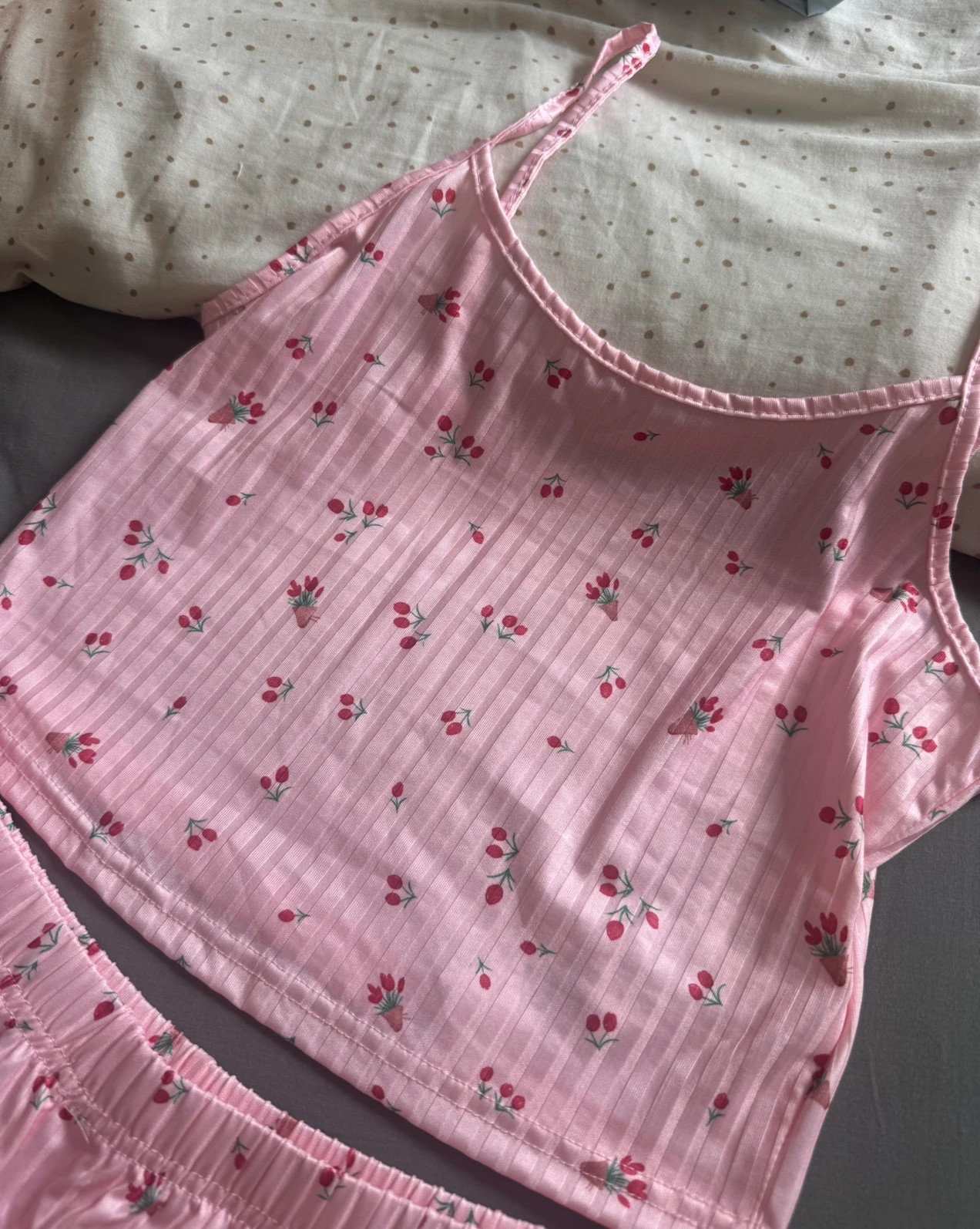 Ensemble pyjama côtelé rose fleuri – Shein – taille M / 38 / 10 3