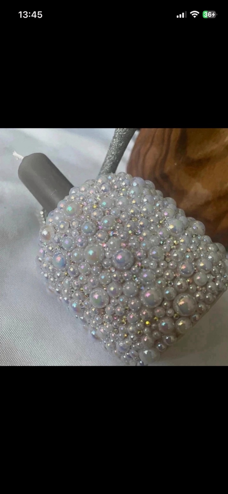 Bougeoir décoratif recouvert de perles irisées – Fait mains 4