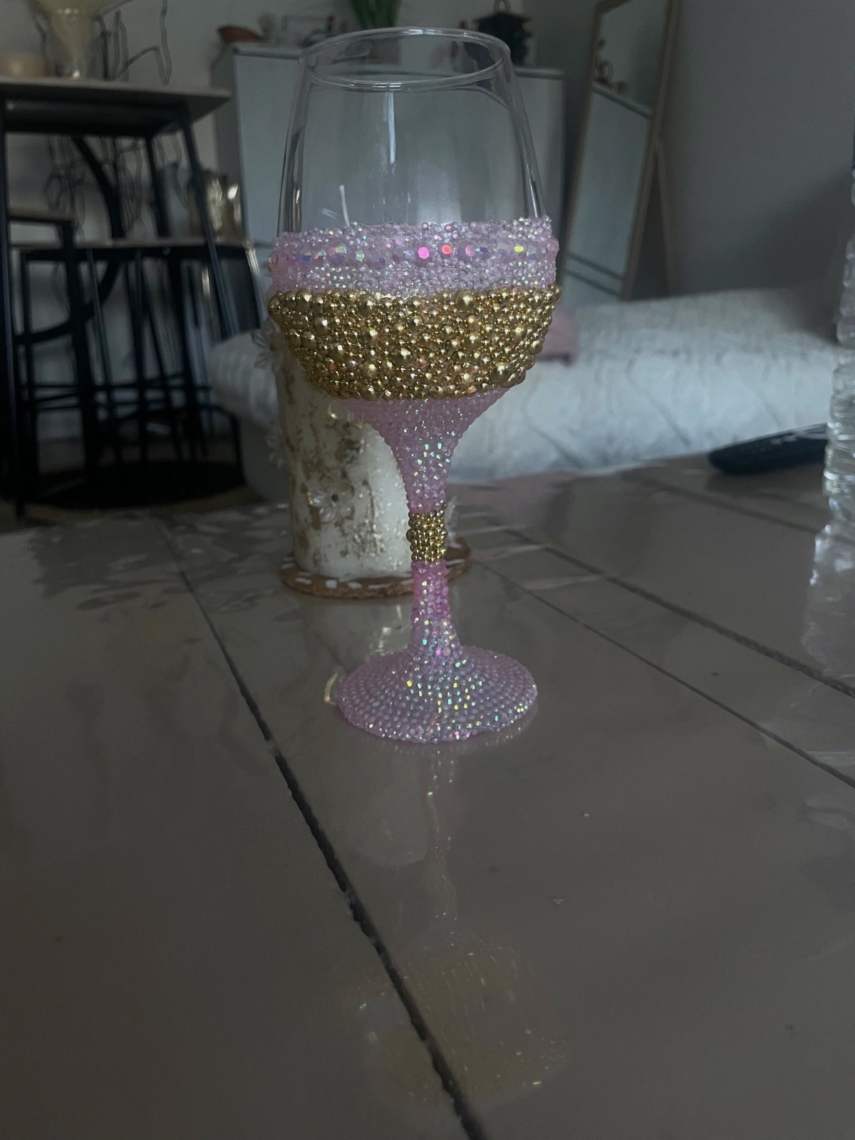 Verre customiser en strass – création 4
