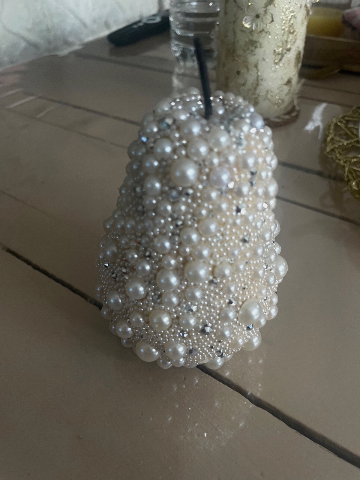 Poire décorative en perles et strass – Fait mains 4
